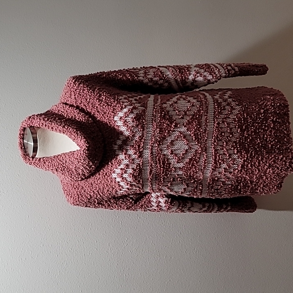 SONOMA XXL Mauve Cowlneck Long Sleeve Fair Isle Sherpa Comfy Cozy Sweater Top - Picture 13 of 13